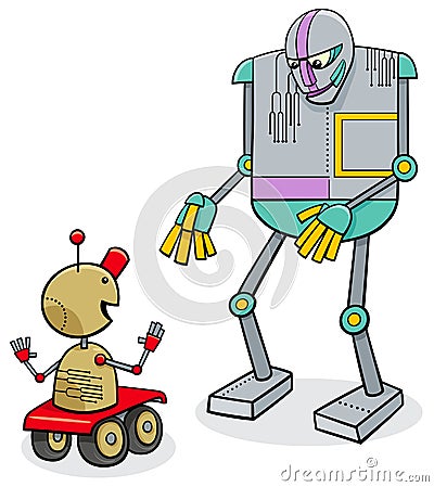 Talking robots cartoon fantasy characters Vector Illustration