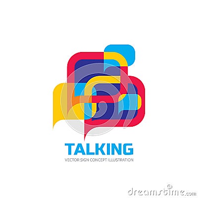 Talking - speech bubbles vector logo concept illustration in flat style. Dialogue icon. Vector Illustration