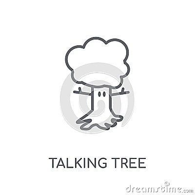 Talking tree linear icon. Modern outline Talking tree logo conce Vector Illustration