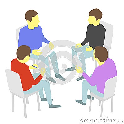 Talks. Group of business. Four people team meeting conference Vector Illustration