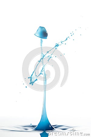 Tall Blue Water Drop with Water Bell Stock Photo