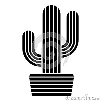 Tall cactus icon, simple style Vector Illustration