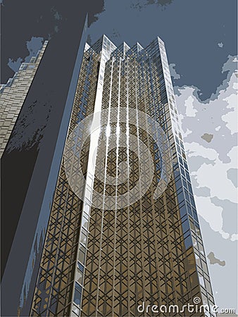 Tall Corporate Office Tower Vector Cartoon Illustration