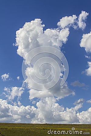 Tall cumulus cloud over Kansas prairie Stock Photo