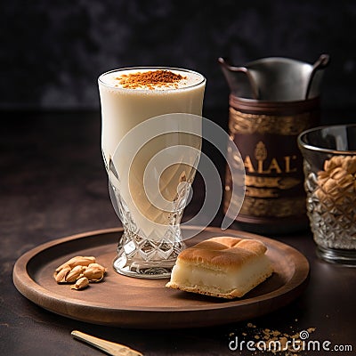 Tall Glass of Sahlab Drink Stock Photo