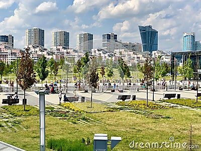 Residential Towers by the Khodynka Field Park, Moscow Editorial Stock Photo
