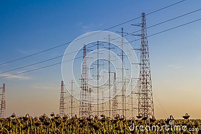 Tall radio antennas Stock Photo