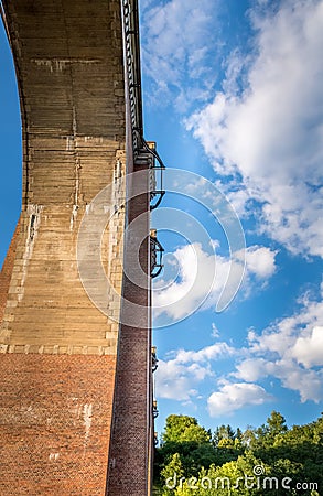 Tall rail or road viaduct viewed from underneath Stock Photo