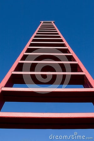 Tall Red Ladder Stock Photo