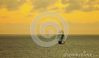 Tall sailing ship at sea Stock Photo