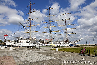 Tall-ship, Dar Mlodziezy , the frigate Editorial Stock Photo