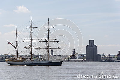 Tall Ships leaving Liverpool on river mersey Editorial Stock Photo