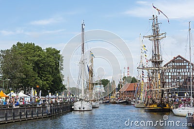 Tall Ships moored in Klaipeda Editorial Stock Photo