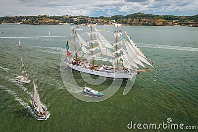 Tall ships sailing in Tagus river. Lisbon, Portugal Stock Photo