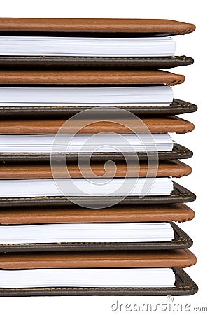 Tall Stack Leather Notebooks Stock Photo