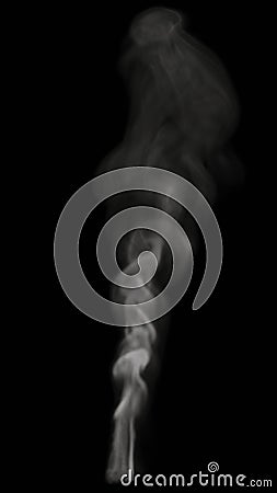Tall Thin with very Low Density Puff of White Smoke on Black Stock Photo