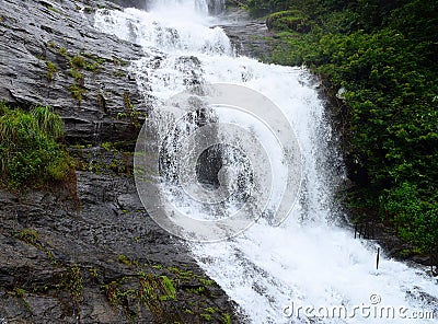 Tall Tiered Waterfall - Cheeyappara Waterfalls, Idukki, Kerala, India Stock Photo