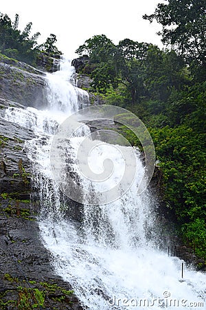 Tall Tiered Waterfall - Cheeyappara Waterfalls, Idukki, Kerala, India Stock Photo