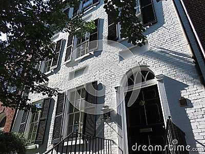 Tall White Brick Home in Georgetown of Washington DC Stock Photo