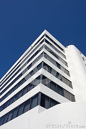 A tall white building Stock Photo