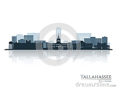 Tallahassee skyline silhouette with reflection. Vector Illustration