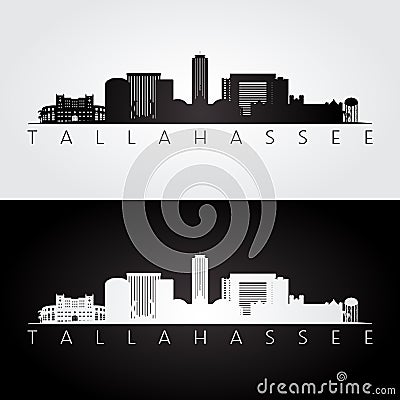 Tallahassee USA skyline and landmarks silhouette Vector Illustration