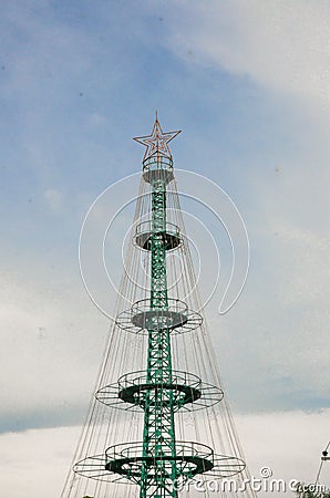 The Tallest Christmas Tree in Southeast Asia located in Pematangsiantar, North Sumatera, Indonesia Stock Photo