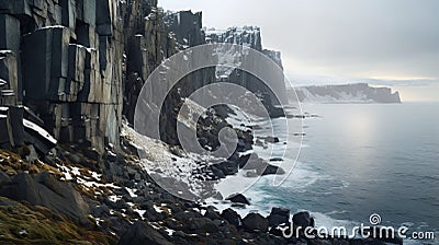 Post-apocalyptic Cliffs: A Stunning Uhd Image Of Palm Beach In The Arctic Tundra Stock Photo