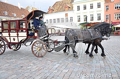 Tallin,august 23 2014-Citytour Carriage from Tallin in Estonia Editorial Stock Photo