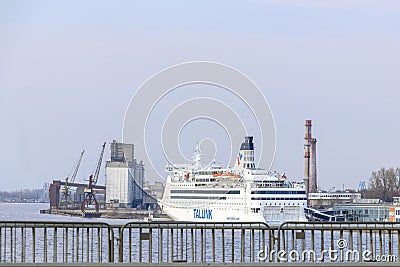 Tallink cruise ferry stands in Freeport Riga Passenger Terminal, the Baltic Sea region, Europe Editorial Stock Photo