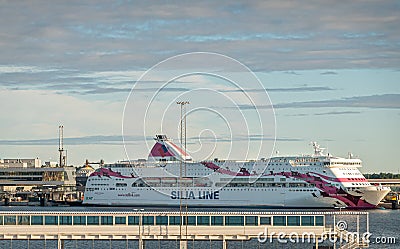 Tallink Silja Line ferry at terminal in Frihamnen Port, Stockholm, Sweden Editorial Stock Photo
