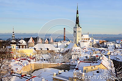 Tallinn city panoramic winter landscape Stock Photo