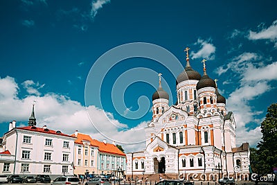 Tallinn, Estonia. Alexander Nevsky Cathedral. Famous Orthodox Cathedral. Popular Landmark And Destination Scenic. UNESCO Editorial Stock Photo