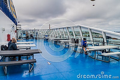 TALLINN, ESTONIA - AUGUST 24, 2016: Deck of MS Finlandia cruiseferry owned and operated by the Finnish ferry operator Editorial Stock Photo