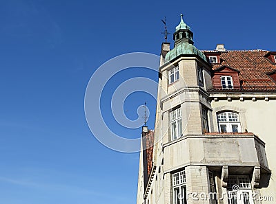 Turreted corner of the Polish Embassy in Tallinn, Estonia Editorial Stock Photo