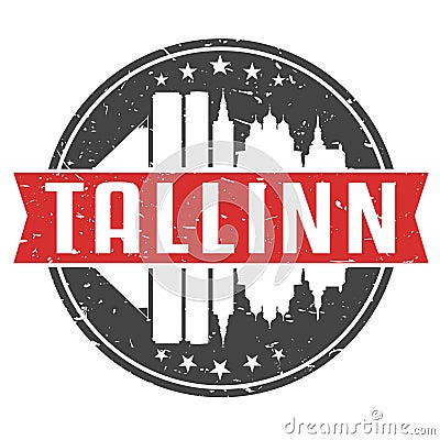 Tallinn Estonia Round Travel Stamp. Icon Skyline City Design. Seal Tourism Badge Illustration vector. Vector Illustration