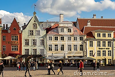 Tallinn, Estonia - 28 September 2022: Market square in center of Tallinn Editorial Stock Photo