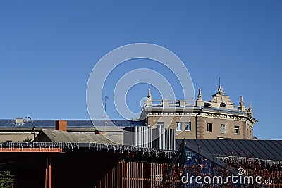 Tallinn, Estonia - September 26, 2021: View to interesting unusual shape roof and facade of the grey building near Balti Editorial Stock Photo