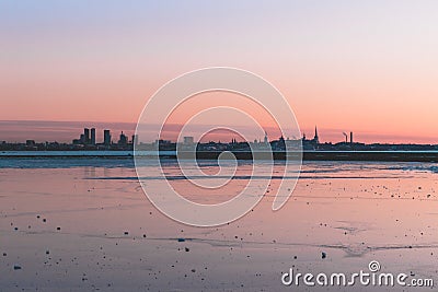 Tallinn`s skyline view by the sunset Stock Photo