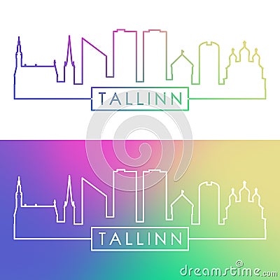 Tallinn skyline. Colorful linear style. Vector Illustration