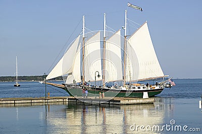 Tallship under sail at historic Yorktown, Colonial National Historical Park, Yorktown, Virginia Editorial Stock Photo