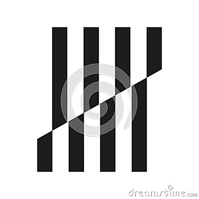 Tally mark icon. Black counting symbol. Diagonal slash detail. Vector notation sign. Vector Illustration