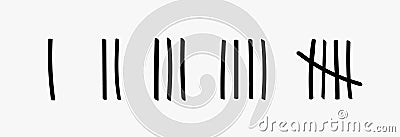 Tally marks prison jail vector wall count. Slash hash brush line number tally mark prison wall Vector Illustration