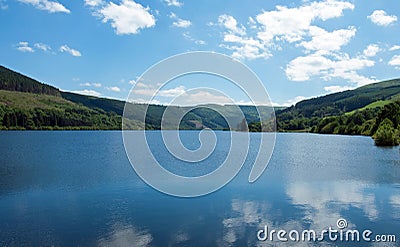 Talybont reservoir in the summertime in Wales. Stock Photo