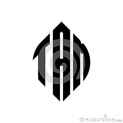 TAM circle letter logo design with circle and ellipse shape. TAM ellipse letters with typographic style. The three initials form a Vector Illustration