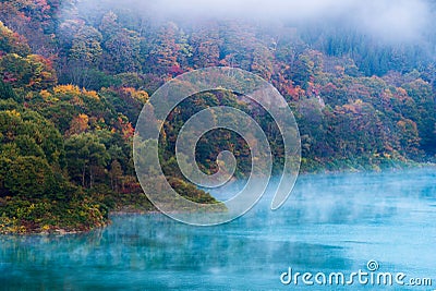 Tamagawa Dam Autumn Akita Japan Stock Photo