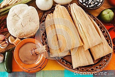 Tamales mexicanos, mexican tamale ingredients, spicy food in mexico Stock Photo