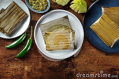 Tamales oaxaquenos, traditional dish of the cuisine of Mexico Stock Photo