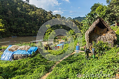 TAMAN NEGARA, MALAYSIA - MARCH 17, 2018: Indigenous village in Taman Negara national par Editorial Stock Photo