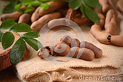 Tamarind fruit on the table Stock Photo